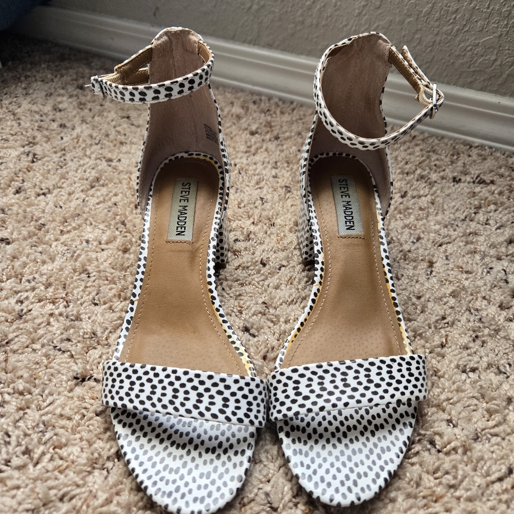Steve Madden Irenee polka-dot ankle strap block-heel sandals